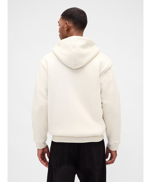 リラックスフィット GAPロゴ 裏ボア ジップアップパーカー ベージュ XL GAP パーカー リラックス GAPロゴ ジップアップパーカー(ユニセックス