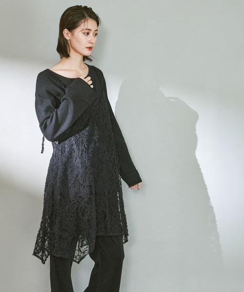 LAKOLE（ラコレ）の「2WAY起毛レースキャミワンピース2 / 611288（ワンピース・レディース・アイボリー/ブラック・FREE）」の2枚目の写真