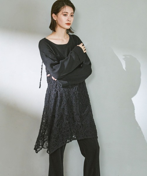 LAKOLE（ラコレ）の「2WAY起毛レースキャミワンピース2 / 611288（ワンピース・レディース・アイボリー/ブラック・FREE）」の7枚目の写真