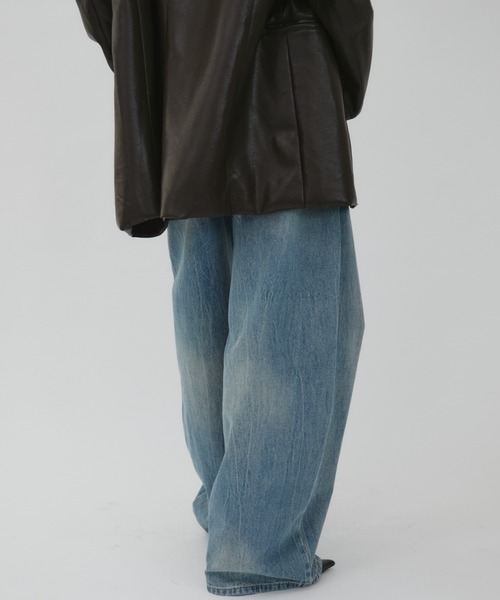 VION（ヴィオン）の「Wide Straight Denim Pants / ワイドストレートデニムパンツ（デニムパンツ・レディース・ブルー/ライトブルー・MEDIUM/LARGE）」の12枚目の写真