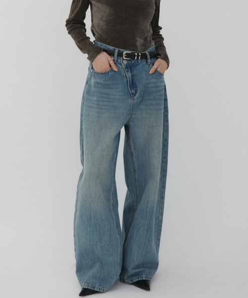 VION(ヴィオン)の「ワイドストレートデニムパンツ / Wide Straight Denim Pants(デニムパンツ・レディース・ブルー/ライトブルー・MEDIUM/LARGE)」の22枚目の写真