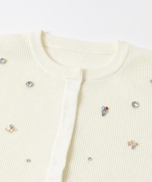 URBAN RESEARCH ROSSO WOMEN（アーバンリサーチ　ロッソ）の「ビジューショートカーディガン（カーディガン/ボレロ・レディース・ブラック/オフホワイト・FREE）」の7枚目の写真