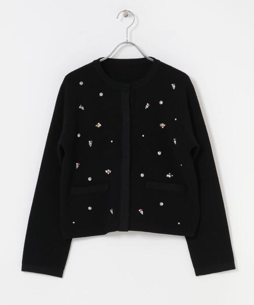 URBAN RESEARCH ROSSO WOMEN（アーバンリサーチ　ロッソ）の「ビジューショートカーディガン（カーディガン/ボレロ・レディース・ブラック/オフホワイト・FREE）」の10枚目の写真