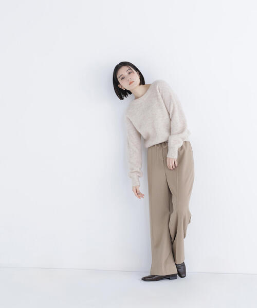 バトナー シグネチャー クルーネック ニット ベージュ M シルク アルパカ混 BATONER（バトナー） ×6 BEAUTY＆YOUTH UNITED ARROWS 19AW アルパカ