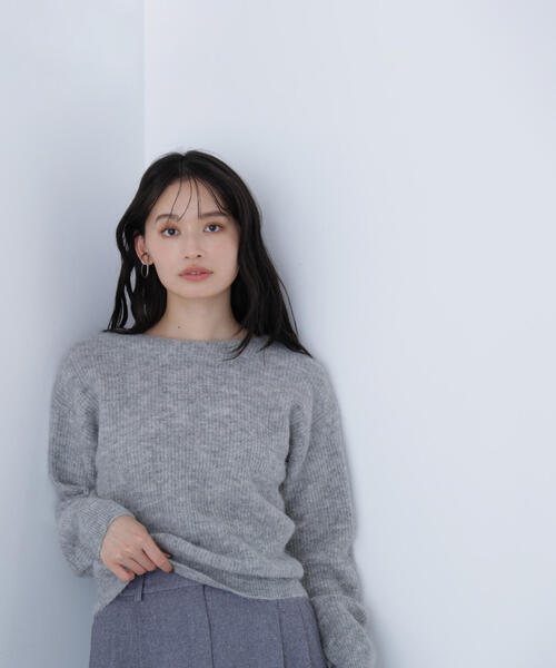 バトナー シグネチャー クルーネック ニット ベージュ M シルク アルパカ混 BATONER【MEN'S】 BABY ALPACA KURUMI TENJIKU CREW NECK バトナー