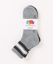 FRUIT OF THE LOOM（フルーツオブザルーム）の「【FRUIT OF THE LOOM/フルーツオブザルーム】3パッククオーターソックス くるぶし丈ショートソックス 定番ラインソックス（ソックス/靴下）」