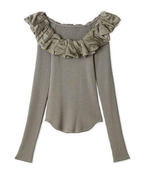 SNIDEL(スナイデル)の「シアーフリルニットプルオーバー(ニット/セーター・レディース・アイボリー/ブラック/モカ/マルチ・F)」の3枚目の写真