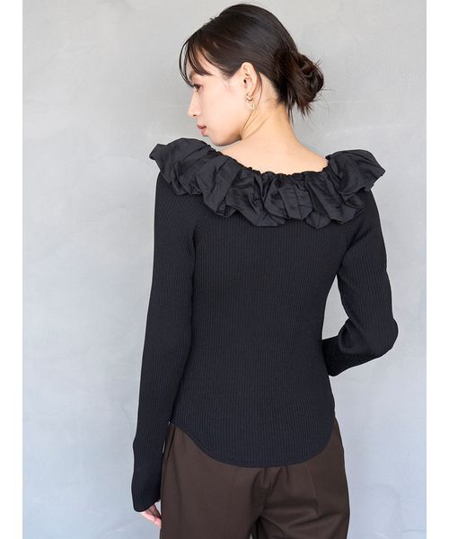 SNIDEL(スナイデル)の「シアーフリルニットプルオーバー(ニット/セーター・レディース・アイボリー/ブラック/モカ/マルチ・F)」の11枚目の写真