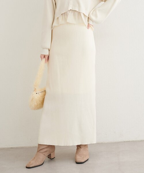 natural couture(ナチュラルクチュール)の「【WEB限定】リブタイトスカート(スカート・レディース・ブラウン/ブラック/オフホワイト・LARGE/FREE)」の4枚目の写真