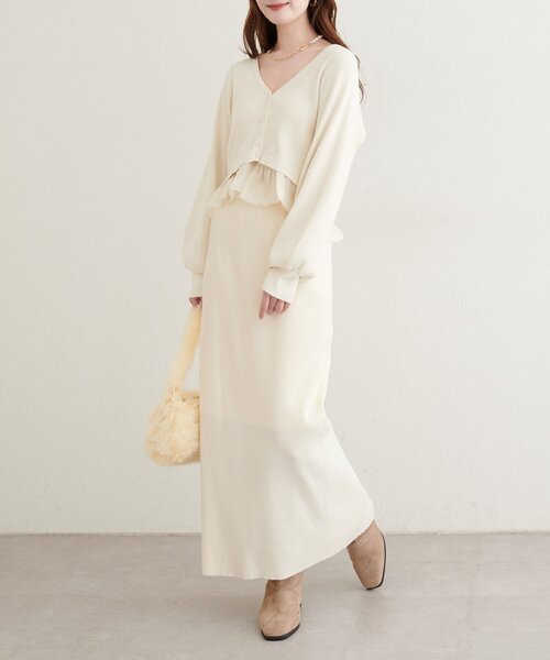 natural couture(ナチュラルクチュール)の「【WEB限定】リブタイトスカート(スカート・レディース・ブラウン/ブラック/オフホワイト・LARGE/FREE)」の6枚目の写真