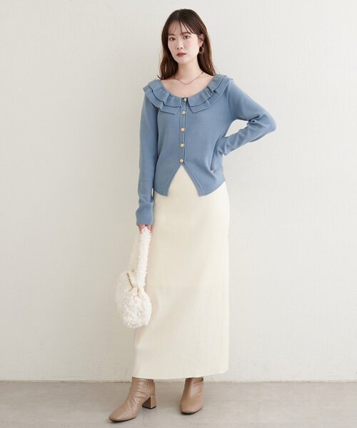 natural couture(ナチュラルクチュール)の「【WEB限定】リブタイトスカート(スカート・レディース・ブラウン/ブラック/オフホワイト・LARGE/FREE)」の9枚目の写真