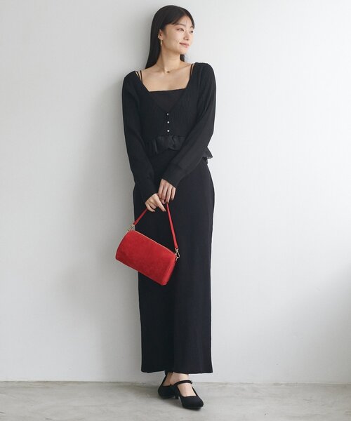 natural couture(ナチュラルクチュール)の「【WEB限定】リブタイトスカート(スカート・レディース・ブラウン/ブラック/オフホワイト・LARGE/FREE)」の15枚目の写真