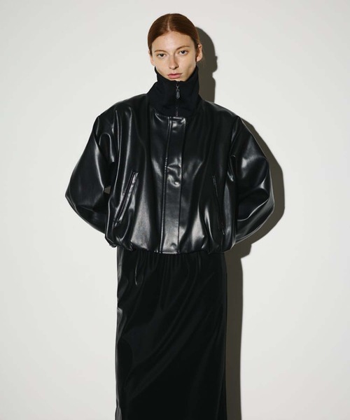 RIM.ARK（リムアーク）の「【RIM.ARK/リムアーク】Synthetic leather short JK/シンセティックレザーショートジャケット（ブルゾン・レディース・ライトブラウン/ブラック・FREE）」の4枚目の写真