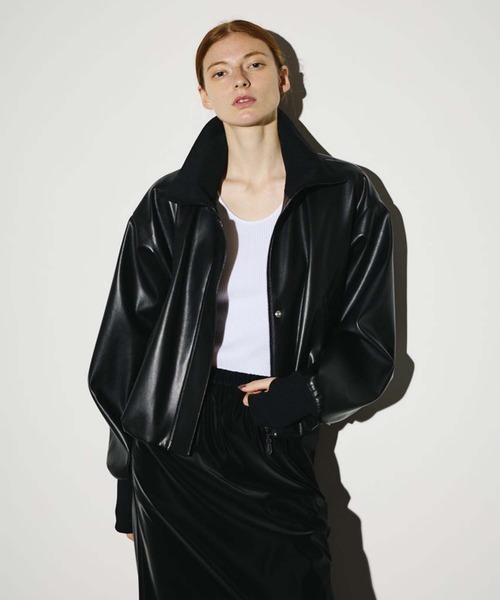 RIM.ARK（リムアーク）の「【RIM.ARK/リムアーク】Synthetic leather short JK/シンセティックレザーショートジャケット（ブルゾン・レディース・ライトブラウン/ブラック・FREE）」の10枚目の写真