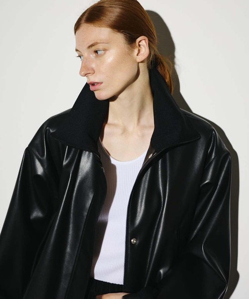 RIM.ARK（リムアーク）の「【RIM.ARK/リムアーク】Synthetic leather short JK/シンセティックレザーショートジャケット（ブルゾン・レディース・ライトブラウン/ブラック・FREE）」の12枚目の写真