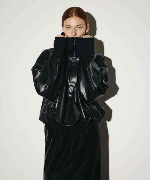 RIM.ARK（リムアーク）の「【RIM.ARK/リムアーク】Synthetic leather short JK/シンセティックレザーショートジャケット（ブルゾン・レディース・ライトブラウン/ブラック・FREE）」の5枚目の写真