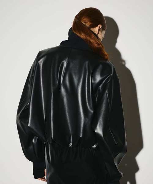 RIM.ARK（リムアーク）の「【RIM.ARK/リムアーク】Synthetic leather short JK/シンセティックレザーショートジャケット（ブルゾン・レディース・ライトブラウン/ブラック・FREE）」の9枚目の写真