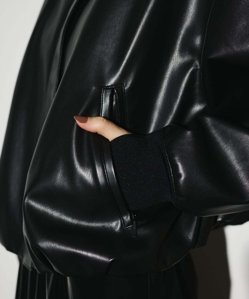 RIM.ARK（リムアーク）の「【RIM.ARK/リムアーク】Synthetic leather short JK/シンセティックレザーショートジャケット（ブルゾン・レディース・ライトブラウン/ブラック・FREE）」の15枚目の写真