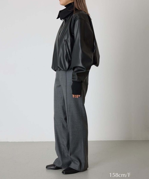 RIM.ARK（リムアーク）の「【RIM.ARK/リムアーク】Synthetic leather short JK/シンセティックレザーショートジャケット（ブルゾン・レディース・ライトブラウン/ブラック・FREE）」の18枚目の写真