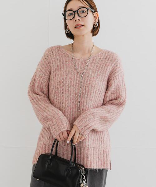 F by ROSSO(エフバイロッソ)の「F by ROSSO ミックス糸Vネックニット(ニット/セーター・レディース・グレー系その他/ピンク/ベージュ・FREE)」の3枚目の写真