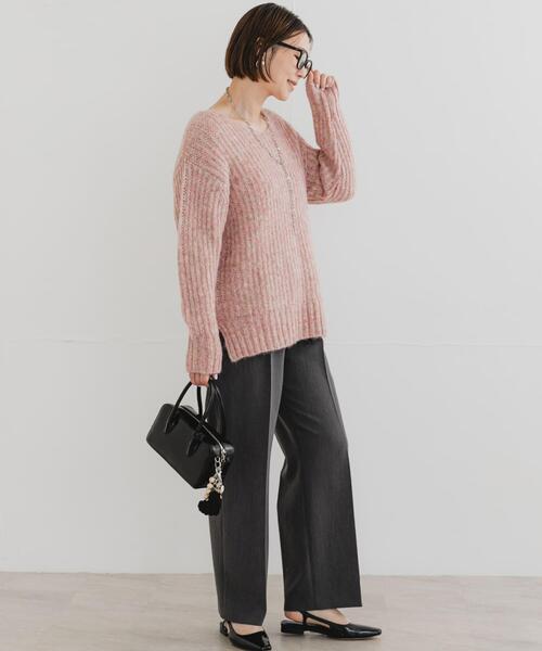 F by ROSSO(エフバイロッソ)の「F by ROSSO ミックス糸Vネックニット(ニット/セーター・レディース・グレー系その他/ピンク/ベージュ・FREE)」の14枚目の写真