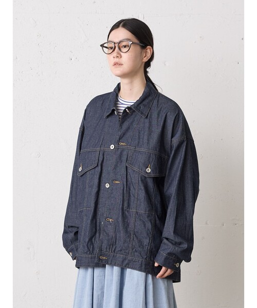 MidiUmi（ミディウミ）の「MidiUmi ワイドデニムジャケット（ダウンジャケット/コート・レディース・ネイビー/ブルー・FREE）」の7枚目の写真