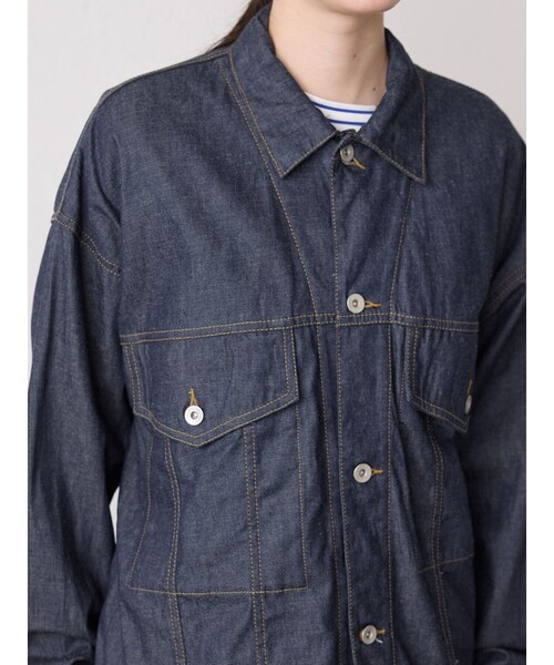 MidiUmi（ミディウミ）の「MidiUmi ワイドデニムジャケット（ダウンジャケット/コート・レディース・ネイビー/ブルー・FREE）」の10枚目の写真