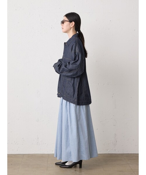 MidiUmi（ミディウミ）の「MidiUmi ワイドデニムジャケット（ダウンジャケット/コート・レディース・ネイビー/ブルー・FREE）」の12枚目の写真