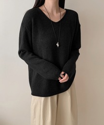 Vネックルーズニット Vネック ニット ドロップショルダー ゆったり Vネックニット 長袖 秋服 冬服