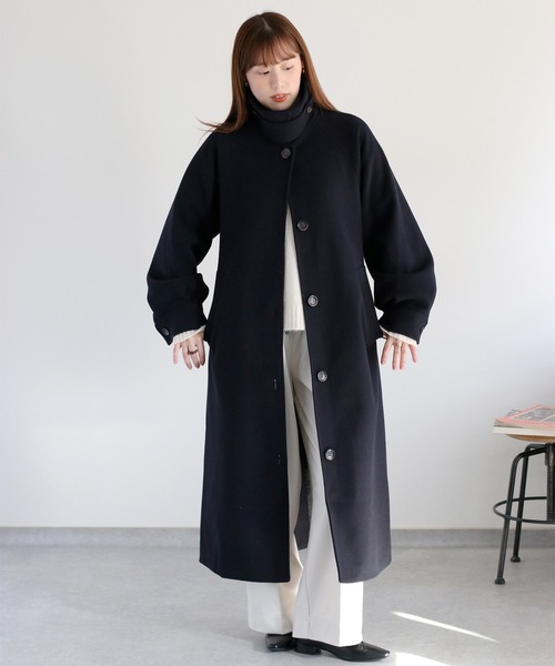 セール】ニットメルトンロングコート（ステンカラーコート）｜cepo（セ