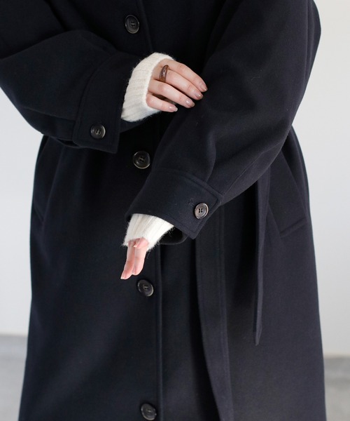 セール】ニットメルトンロングコート（ステンカラーコート）｜cepo（セ