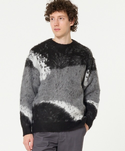 coca(coca)(コカ)の「アブストラクト柄ジャカードニット(ニット/セーター・メンズ・ブラック/ブラウン・XL/M/L)」の1枚目の写真