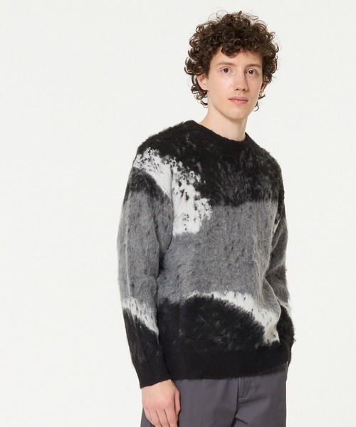 coca(coca)(コカ)の「アブストラクト柄ジャカードニット(ニット/セーター・メンズ・ブラック/ブラウン・XL/M/L)」の6枚目の写真