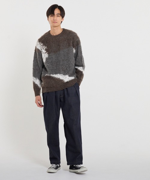coca(coca)(コカ)の「アブストラクト柄ジャカードニット(ニット/セーター・メンズ・ブラック/ブラウン・XL/M/L)」の8枚目の写真