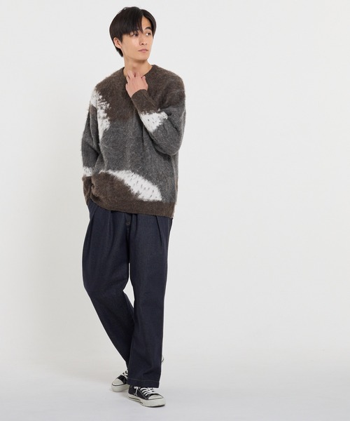 coca(coca)(コカ)の「アブストラクト柄ジャカードニット(ニット/セーター・メンズ・ブラック/ブラウン・XL/M/L)」の11枚目の写真