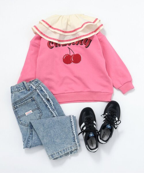 BREEZE（ブリーズ）の「【ジュニア対応】衿フリルトップス（シャツ/ブラウス・キッズ・ダークブラウン/アイボリー・90/100/110/120/130/140/80）」の4枚目の写真