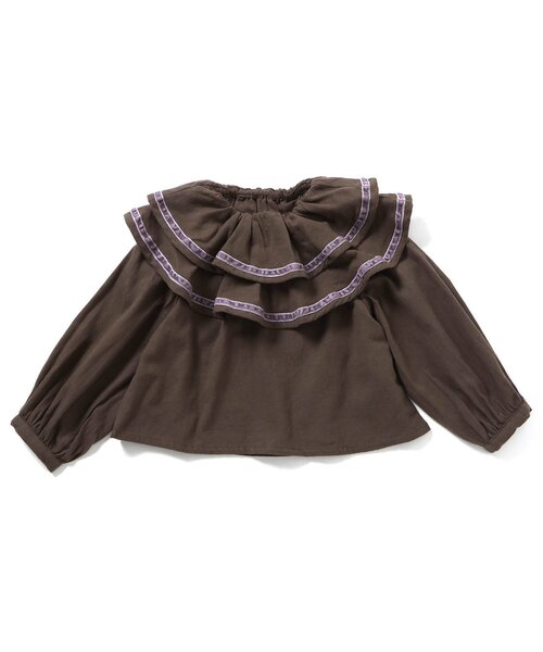 BREEZE（ブリーズ）の「【ジュニア対応】衿フリルトップス（シャツ/ブラウス・キッズ・ダークブラウン/アイボリー・90/100/110/120/130/140/80）」の6枚目の写真