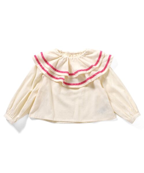 BREEZE（ブリーズ）の「【ジュニア対応】衿フリルトップス（シャツ/ブラウス・キッズ・ダークブラウン/アイボリー・90/100/110/120/130/140/80）」の7枚目の写真