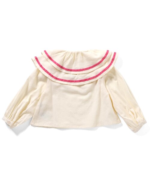 BREEZE（ブリーズ）の「【ジュニア対応】衿フリルトップス（シャツ/ブラウス・キッズ・ダークブラウン/アイボリー・90/100/110/120/130/140/80）」の8枚目の写真