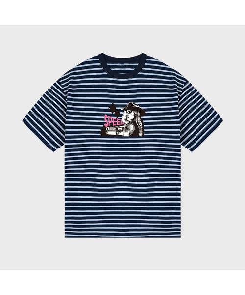 GRAVER（グレーバー）の「[ユニセックス]SPEEDストライプ半袖Tシャツ_3カラー（Tシャツ/カットソー・レディース・ネイビー/ピンク/スカイブルー・MEDIUM/LARGE）」の3枚目の写真