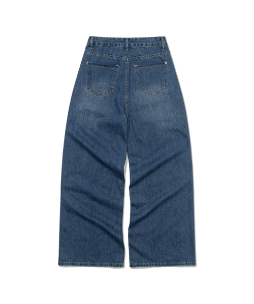MOAA（モア）の「Fray pocket Wide JEANS (WASHED BLUE)（デニムパンツ・レディース・その他・SMALL/MEDIUM）」の3枚目の写真