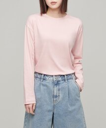 ウィメンズリラックスクルーネック長袖Tシャツ[インディアンピンク]