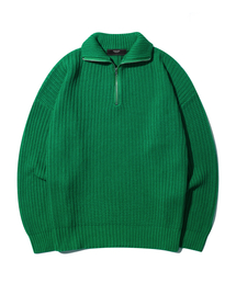 TRILLION（トリリオン）の「Washable Half Zip-up Collar Neck Hachi Knit_GREEN EARTH（ニット/セーター・メンズ）」
