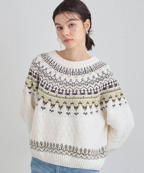 THE SHOP TK (ザ ショップ ティーケー )の「上品さと少しの遊び心を モール求心柄ニット(ニット/セーター・レディース・アイボリー系/ブラック系その他/ベージュ系その他4・12/13)」の3枚目の写真