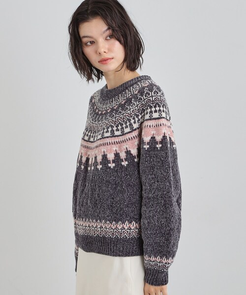 THE SHOP TK (ザ ショップ ティーケー )の「上品さと少しの遊び心を モール求心柄ニット(ニット/セーター・レディース・アイボリー系/ブラック系その他/ベージュ系その他4・12/13)」の2枚目の写真