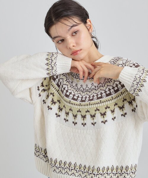 THE SHOP TK (ザ ショップ ティーケー )の「上品さと少しの遊び心を モール求心柄ニット(ニット/セーター・レディース・アイボリー系/ブラック系その他/ベージュ系その他4・12/13)」の4枚目の写真