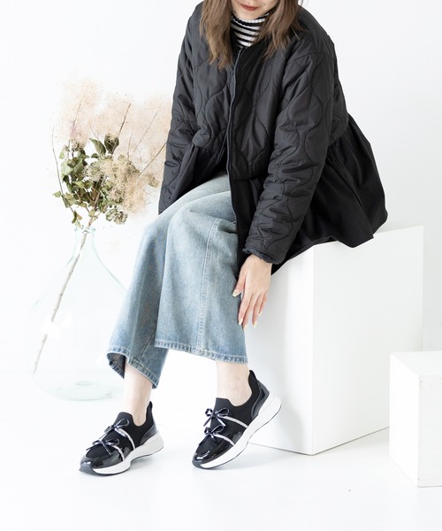 attagirl（アタガール）の「ダブルリボンニットスリッポン（スニーカー・レディース・ホワイト/ブラック/シルバー・LL/3L/4L/S/M/L）」の12枚目の写真