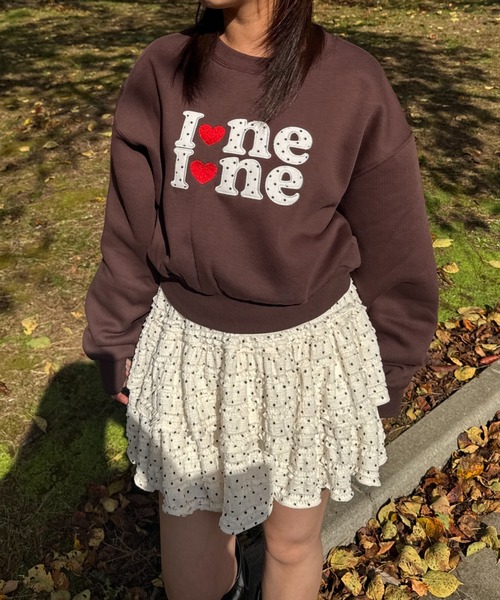 nemne store(ネンネストア)の「アイ♡スウェット(スウェット・レディース・オートミール/ネイビー/ブラウン・SMALL/MEDIUM)」の1枚目の写真