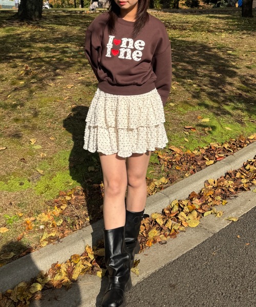 nemne store(ネンネストア)の「アイ♡スウェット(スウェット・レディース・オートミール/ネイビー/ブラウン・SMALL/MEDIUM)」の6枚目の写真