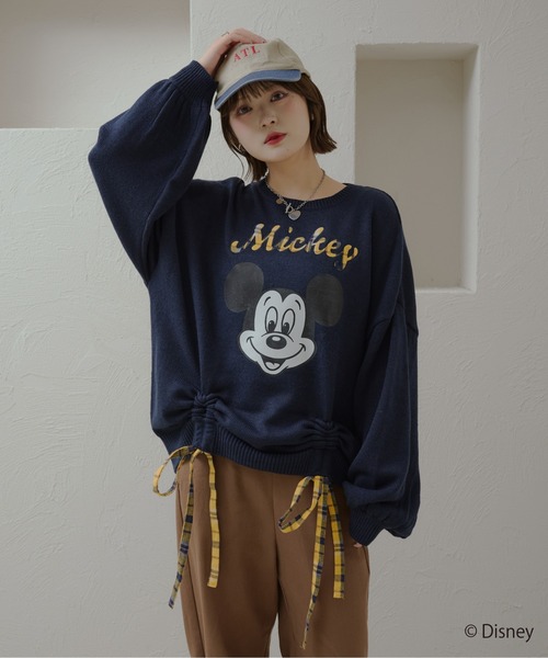 kutir(クティール)の「【Disney/ディズニー】 ミッキーマウス&ミニーマウス チェックロゴドロストニット(ニット/セーター・レディース・アイボリー/レッド/ダークブルー/ネイビー/イエロー/レッド系その他・FREE)」の3枚目の写真